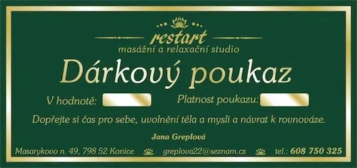 Dárkový poukaz na masáž - Studio Restart